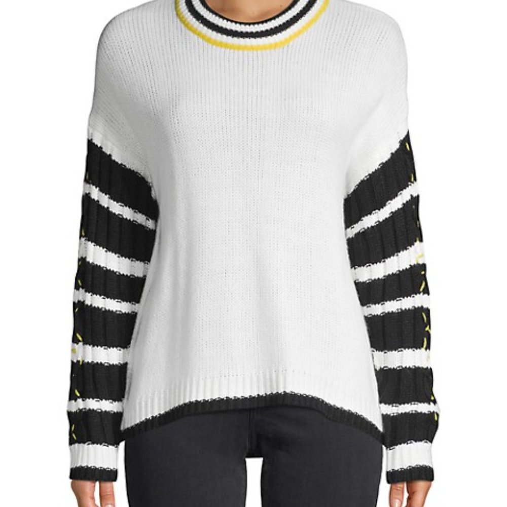 New For The Republic Black, Ivory, Yellow Sweater